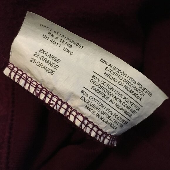 Hanes Burgundy Rococo Print Drawstring Sweater Hoodie - Picture 11 of 16